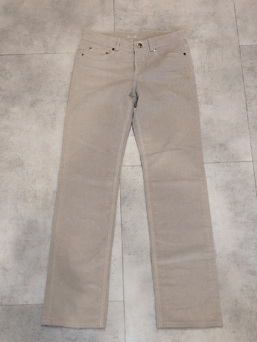 Loro Piana Beige Straight Leg Women's Corduroy Pants EUC Made In Italy Size 6